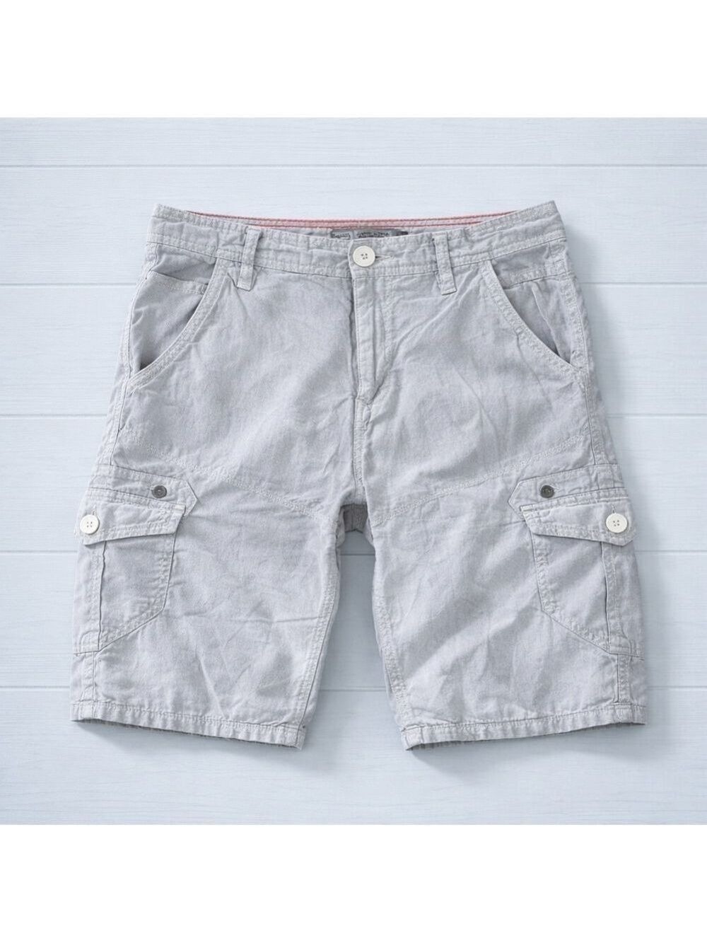 Private Member Linen Blend Cargo Shorts Mens Size 32 Beige Lightweight Summer